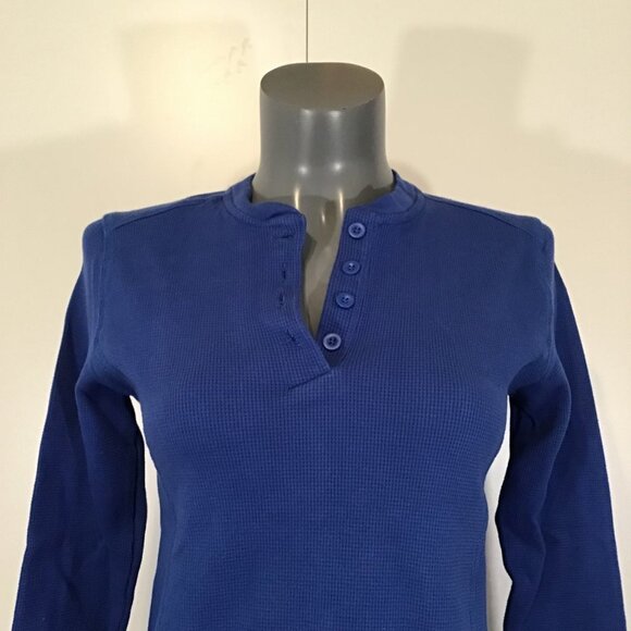 Haight & Ashbury Long Sleeve Royal Blue Waffle Knit Henley Top  Size L - Picture 2 of 11